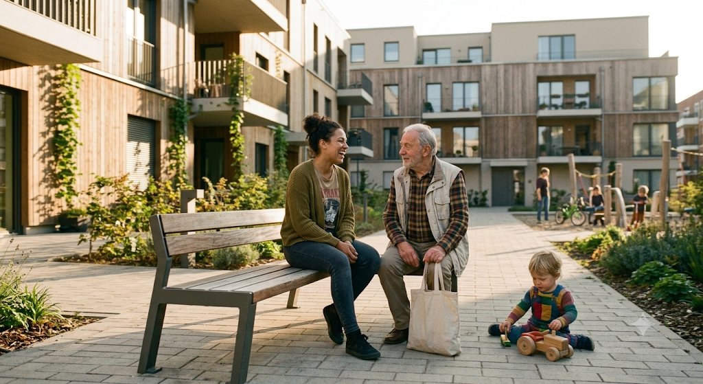Innenhof des Quartiers CoHabitat LandesBurg Lechenich